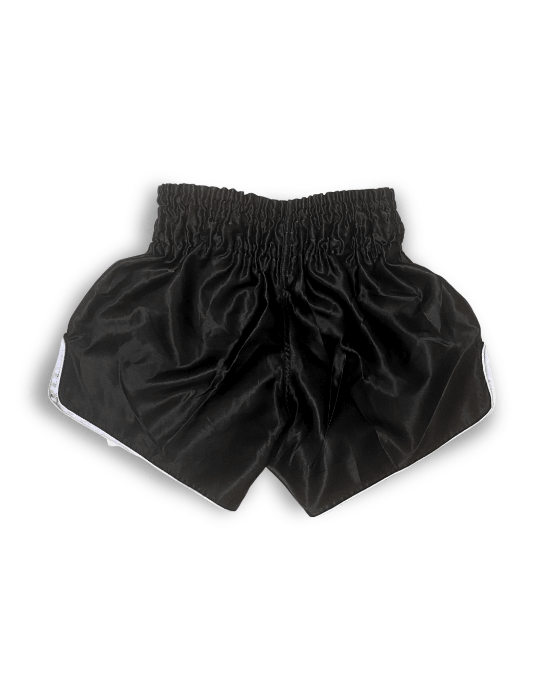 Black 9th Limb “Don’t Blink” Muay Thai Shorts – Black Satin Fightwear - 9thLimbHQ