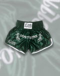 Green 9th Limb “Don’t Blink” Muay Thai Shorts – Satin Green Fightwear - 9thLimbHQ