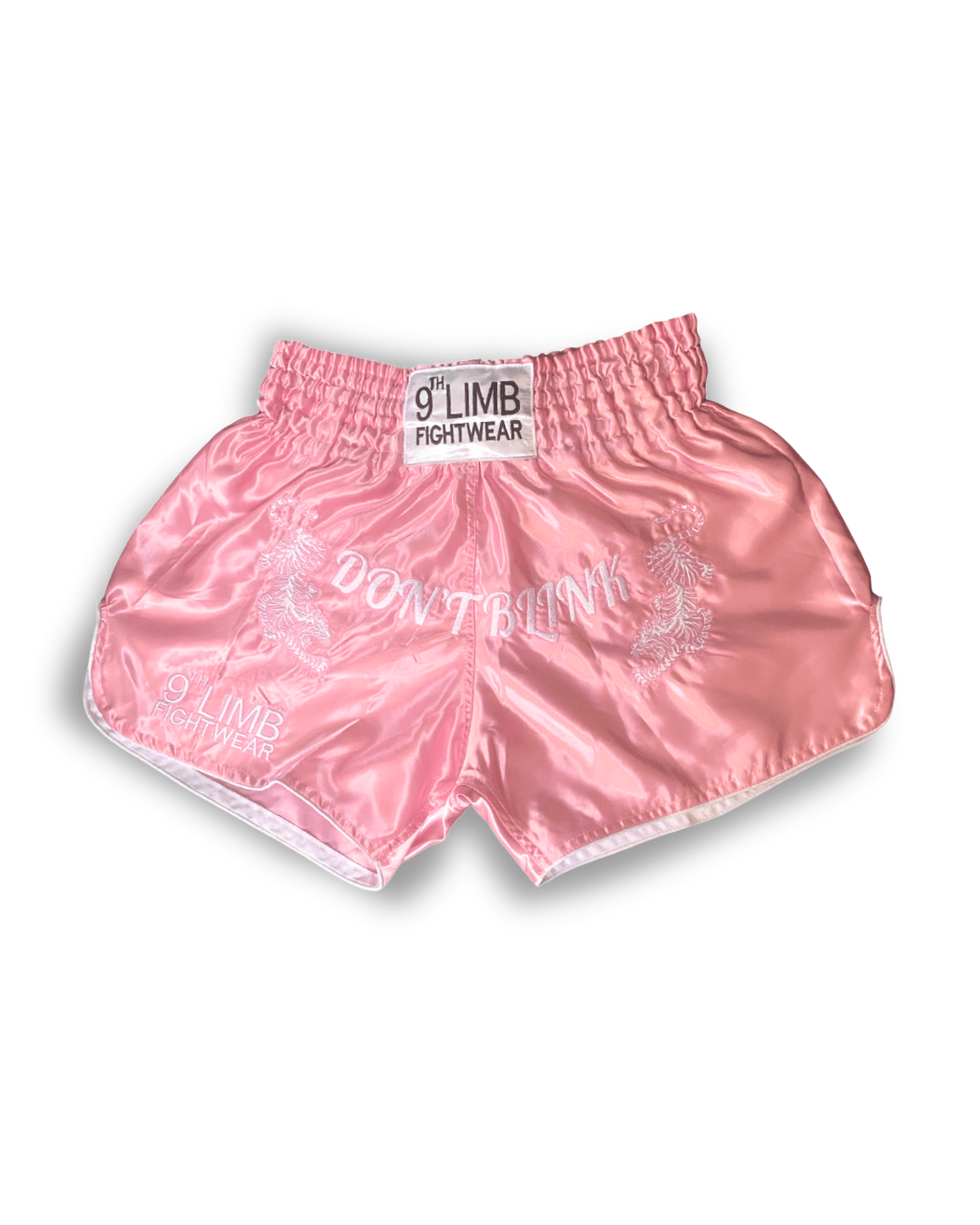 Pink 9th Limb “Don’t Blink” Muay Thai Shorts – Satin Fightwear - 9thLimbHQ