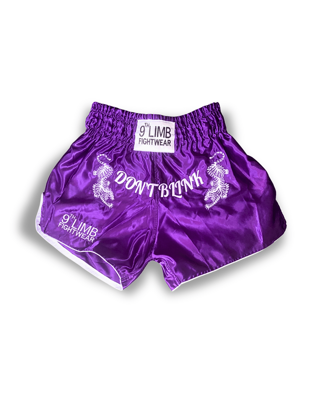 Purple 9th Limb “Don’t Blink” Muay Thai Shorts – Satin Fightwear - 9thLimbHQ
