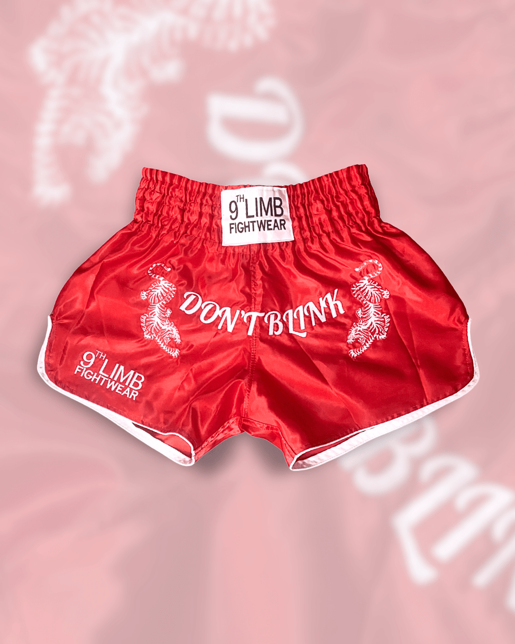 Red 9th Limb “Don’t Blink” Muay Thai Shorts – Satin Fightwear - 9thLimbHQFightwear